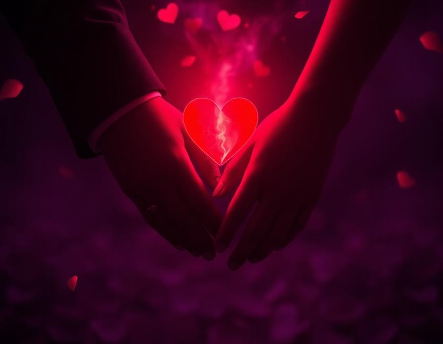 Couple reunited with a glowing heart